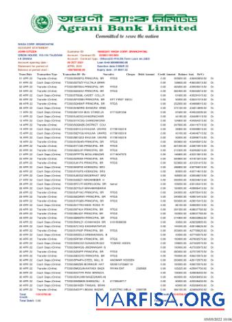 Downloadable Bangladesh Agrani bank statement word download for verification